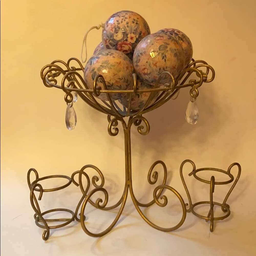 Gold Metal Cage Bowl & Votive Candle Holders
